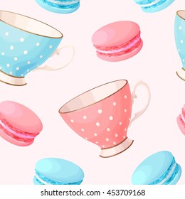 Seamless teacups and macarons