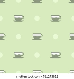 Seamless teacups pattern, vector illustration.