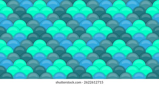 Seamless teal and aqua scales pattern.  Perfect for backgrounds, textiles, or vibrant website designs. Evokes ocean depths, mermaid tales, or a playful, summery vibe.