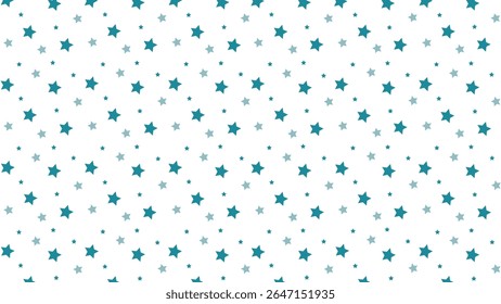 Seamless teal and blue star pattern on white background. Perfect for kids room decor, baby shower designs, nursery prints, scrapbooking, fabric, wrapping paper, and celestial-themed projects.