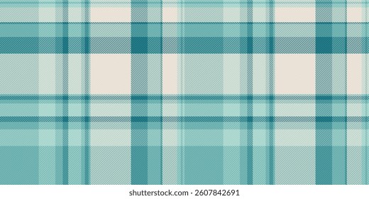 Seamless teal and cream plaid pattern. Perfect for textile design, wrapping paper, or website backgrounds.  Subtle texture and calming color palette evokes feelings of serenity and sophistication.