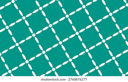 Seamless Teal Geometric Lattice Pattern with White Dashed Lines and Circles