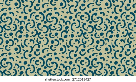 Seamless teal swirl pattern on a light background with decorative abstract curves ideal for textiles, wallpaper, wrapping and modern design.