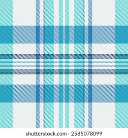 Seamless teal and white plaid pattern.  Perfect for textile design, website backgrounds, or crafting projects.  This vibrant, classic check evokes feelings of freshness and style.
