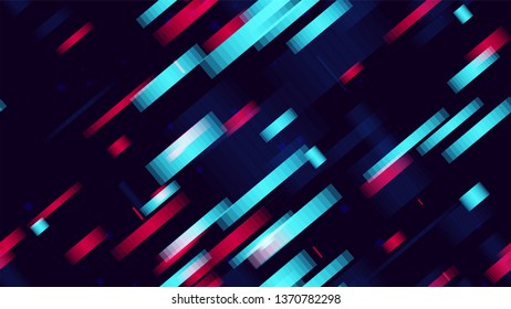 Seamless Tech Background Of Neon Speed Lines. Abstract Glitch Effect Texture. Digital Neon Flow Pattern. Geometric Poster Background.