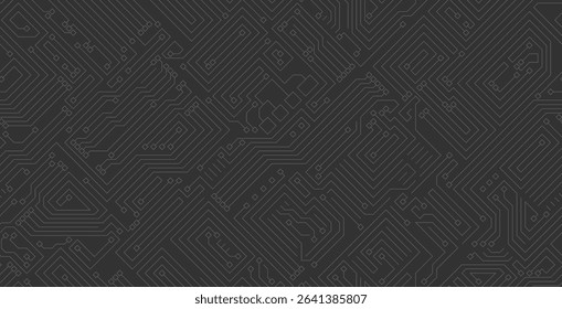 Seamless technology circuit board on black background