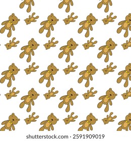 seamless teddy bear pattern design on white background
