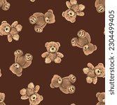Seamless Teddy Bear pattern with pastel background color, art number 46