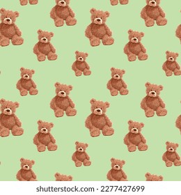 Patrón de Oso de Teddy sin soldadura con color de fondo pastel, art. 01