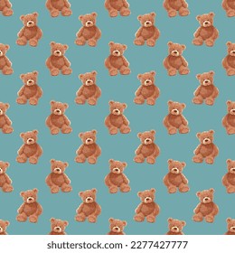 Seamless Teddy Bear pattern with pastel background color, art number 03