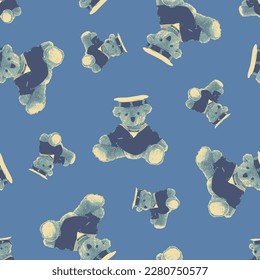 Seamless Teddy Bear pattern with pastel background color, art number 12