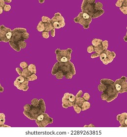 Seamless Teddy Bear pattern with pastel background color, art number 34