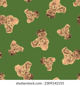Patrón de Oso de Teddy sin soldadura con color de fondo pastel, art. 46