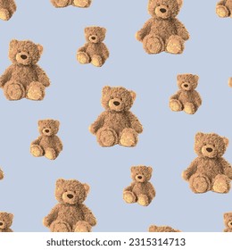 Seamless Teddy Bear pattern with pastel background color, art number 48