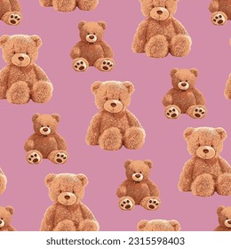 Seamless Teddy Bear pattern with pastel background color, art number 061