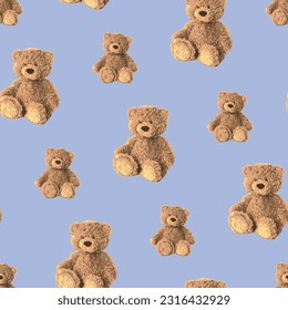 Seamless Teddy Bear pattern with pastel background color, art number 49