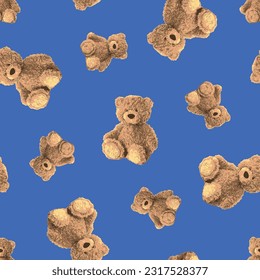 Seamless Teddy Bear pattern with pastel background color, art number 51