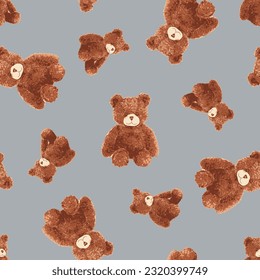 Seamless Teddy Bear pattern with pastel background color, art number 063