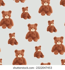 Seamless Teddy Bear pattern with pastel background color, art number 061