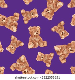 Seamless Teddy Bear pattern with pastel background color, art number 069