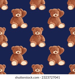 Seamless Teddy Bear pattern with pastel background color, art number 075