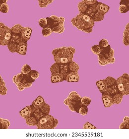 Seamless Teddy Bear pattern with pastel background color, art number 087