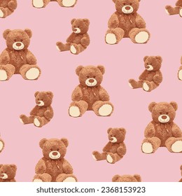 Patrón de Oso de Teddy sin soldadura con color de fondo pastel, art. 086