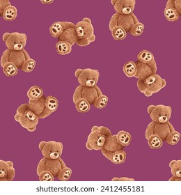 Patrón de Oso de Teddy sin soldadura con color de fondo pastel, art. 132