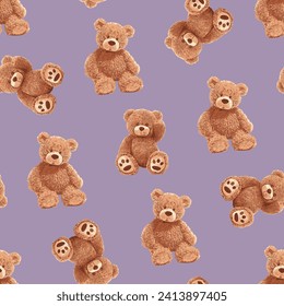 Seamless Teddy Bear pattern with pastel background color, art number 139