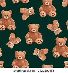 Seamless Teddy Bear pattern with pastel background color, art number 146