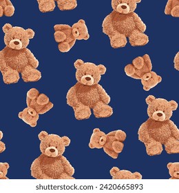 Seamless Teddy Bear pattern with pastel background color, art number 142