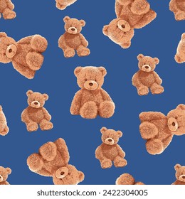 Seamless Teddy Bear pattern with pastel background color, art number 143