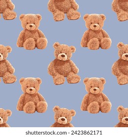 Seamless Teddy Bear pattern with pastel background color, art number 145