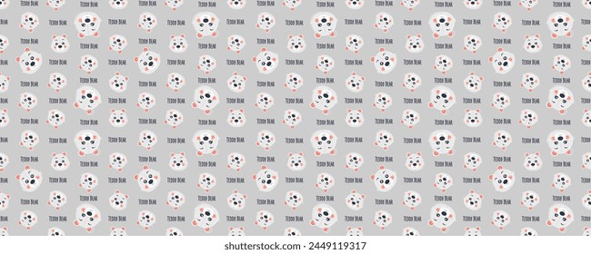 Seamless teddy bear pattern with text. Vector illustration