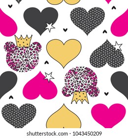 seamless teddy bear pattern vector