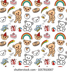 Seamless Teddy Bear Pattern Vector Illustration Stock Vector (Royalty ...