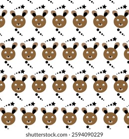 Seamless teddy bear pattern vector pattern design animal illustration cartoon fabric baby decoration. Graphic print textile paper decorative wildlife character.