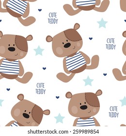 seamless teddy bear pattern vector illustration