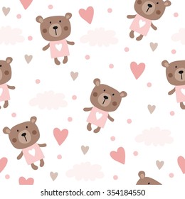 Seamless Teddy Bear Pattern Vector Pattern