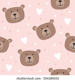 Seamless Teddy Bear Pattern Vector Pattern