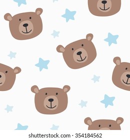 Seamless Teddy Bear Pattern Vector Pattern