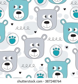 seamless teddy bear pattern vector illustration