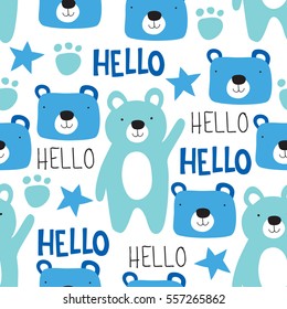 seamless teddy bear pattern vector illustration