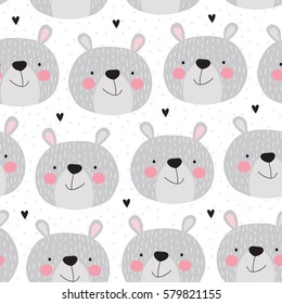 seamless teddy bear pattern vector illustration