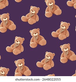 Seamless Teddy Bears Pattern 02 July 2025