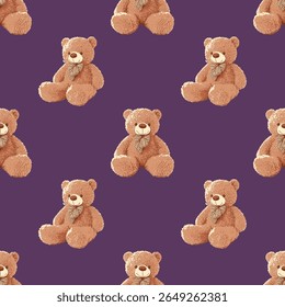 Nahtloses Teddybären Muster 04 Juli 2025