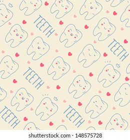 Seamless teeth pattern in pastel shades