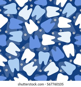 Seamless teeth with silver dot glitter pattern background
