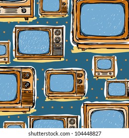 Seamless television  sketch style ; Vector illustration
