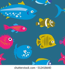 Seamless template with a decorative beautiful fish